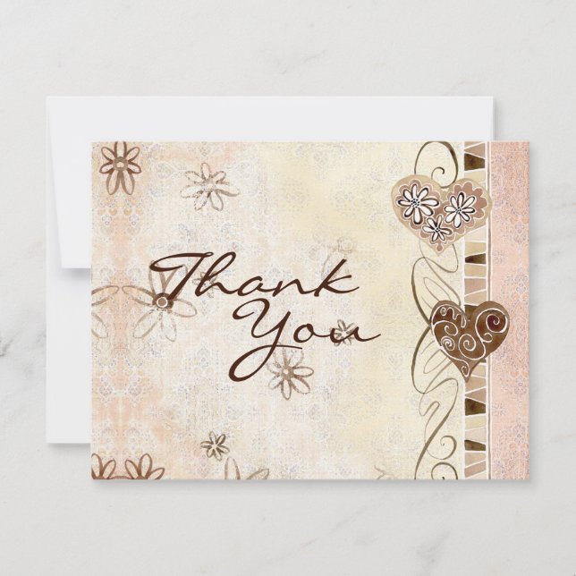 Two Hearts Joined as One Thank You Notes Invitation (Front)
