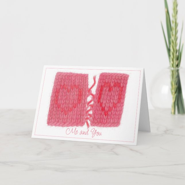 TWO HEARTS KNIT Greeting Card + Text (Front)