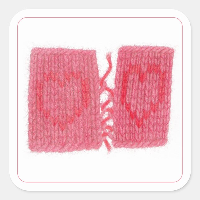 TWO HEARTS KNIT Large Square Stickers (Front)