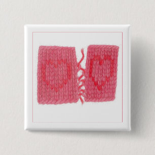 TWO HEARTS KNIT Square Pin Button 