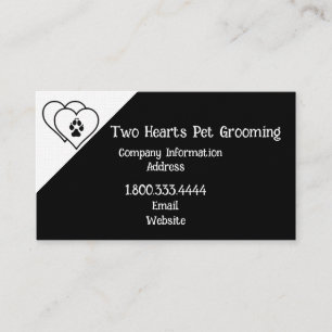 Two Hearts Love Animals Pet Grooming Custom  Business Card