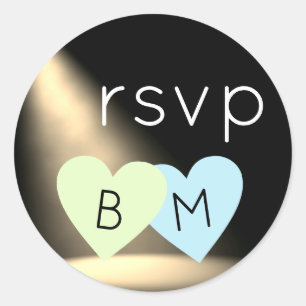 two hearts . love wedding rsvp  classic round sticker