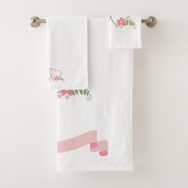 Two Hearts Lovers Design Bath Towel Set (Insitu)