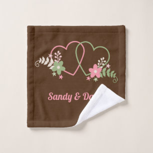Two Hearts Lovers Design Washcloth Bath Towel Set
