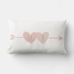 Two Hearts Lumbar Pillow (white)