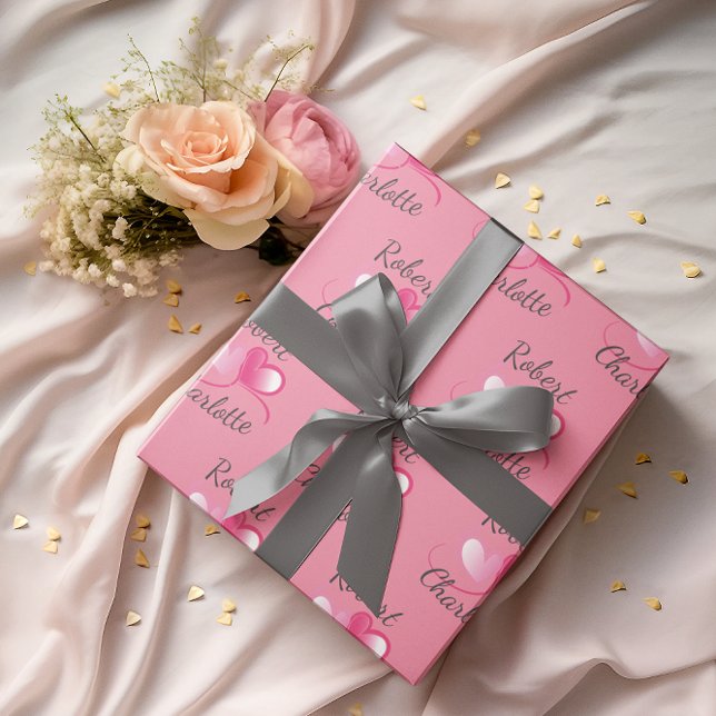 Two Hearts Meet as One customisable Wedding Wrapping Paper (Creator Uploaded)