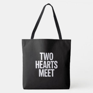 Two hearts meet tote bag