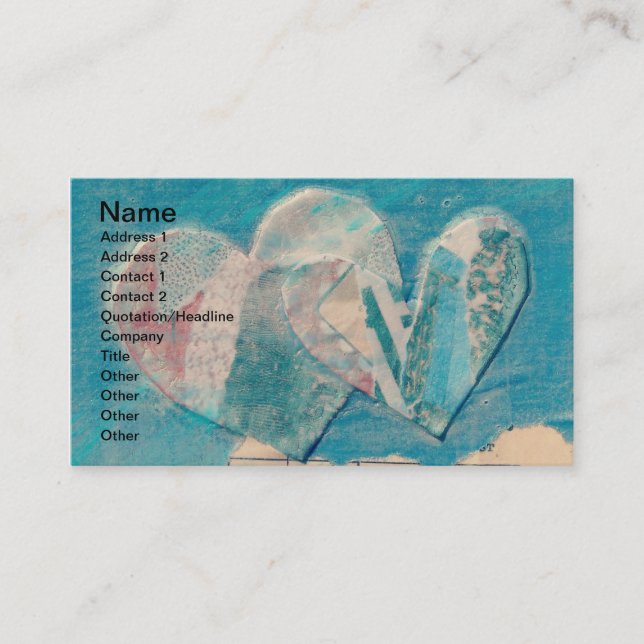 Two Hearts Mixed Media Collage Business Card (Front)