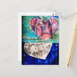 Two Hearts Mixed Media Postcard