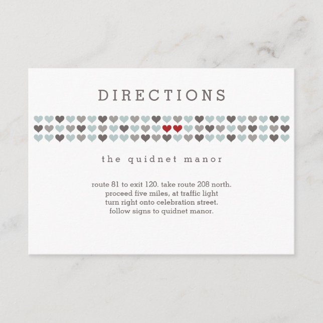 Two Hearts Modern Wedding Directions Insert Card (Front)
