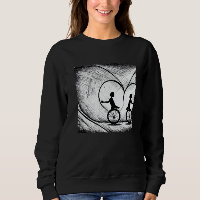 Two Hearts On Bikes - Romance On A Bicycle Premium Sweatshirt (Front)