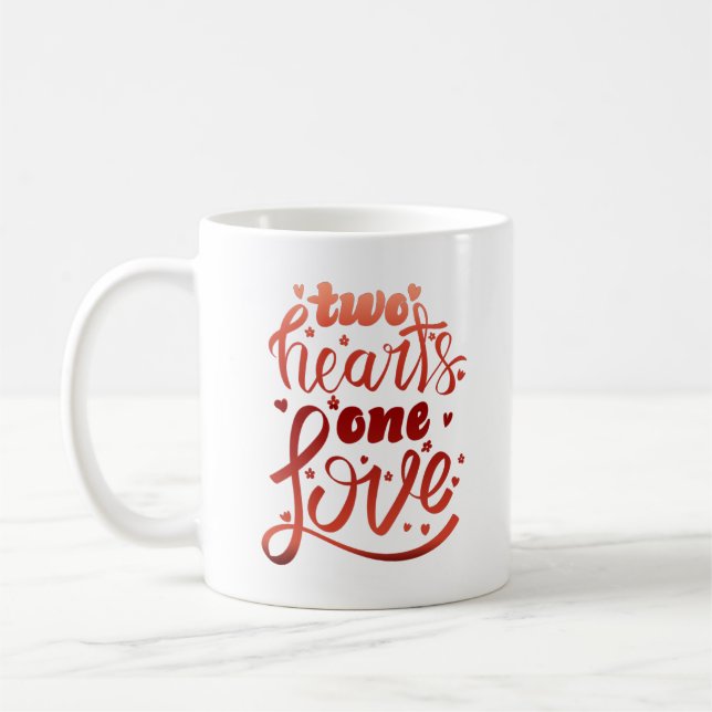 two hearts one love coffee mug (Left)