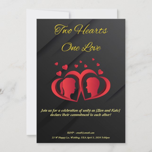 Two Hearts One Love Invitation (Front)