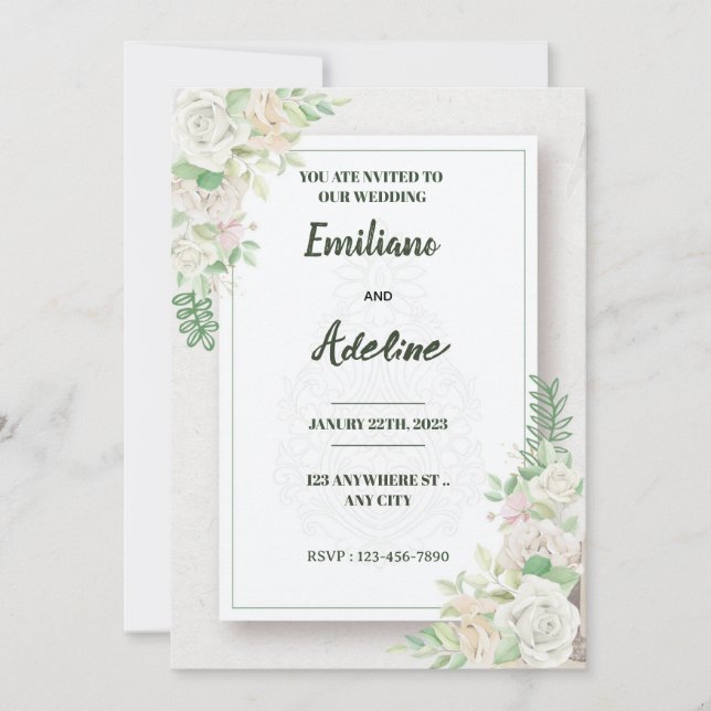 Two Hearts, One Love Invitation (Front)