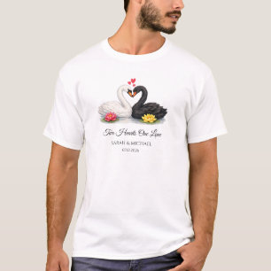 Two Hearts One Love Swan Wedding Anniversary T-Shirt