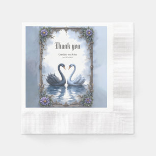 Two Hearts, One Reflection – Romantic Swan Wedding Napkin