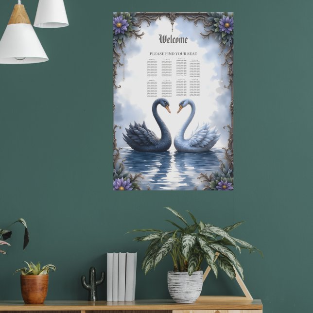 Two Hearts, One Reflection – Romantic Swan Wedding Poster (Living Room 1)