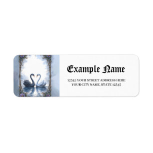 Two Hearts, One Reflection – Romantic Swan Wedding Return Address Label