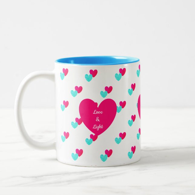 Two Hearts Pattern Two-Tone Coffee Mug (Left)