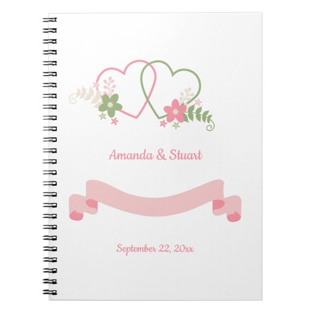 Two Hearts Personalised Wedding Date Notebook (Front)