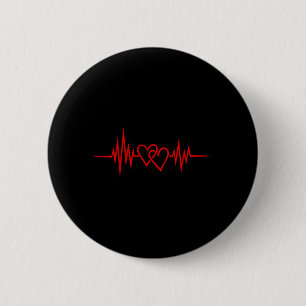 Two Hearts Pulse Heartbeat Love Valentines Day 6 Cm Round Badge