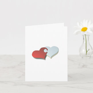 Two hearts puzzle piece card 