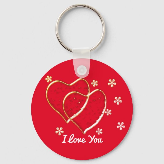 two  hearts,romantic wedding.Personalised  Keychai Key Ring (Front)