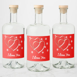 two  hearts,romantic wedding.Personalised Liquor Bottle Label