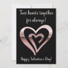 Two hearts rose gold black Valentine's Day