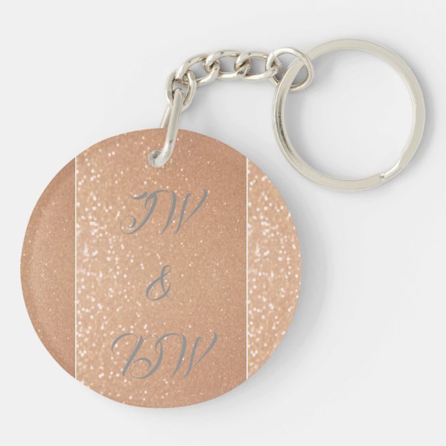 Two Hearts Rose Gold Personalised Key Ring (Back)
