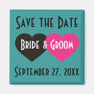 Two Hearts Save the Date Magnet