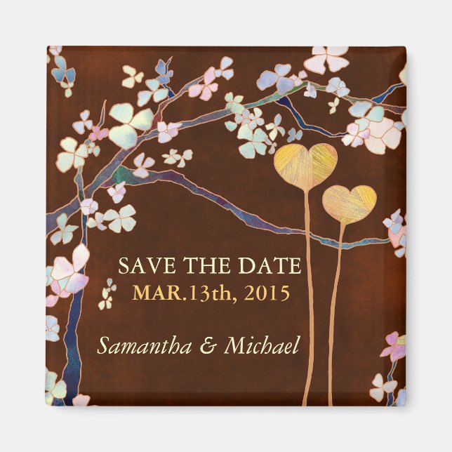 Two Hearts Save the Date Wedding Magnet (Front)