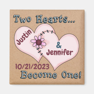 Two Hearts Sewn Together Save the Date Magnet