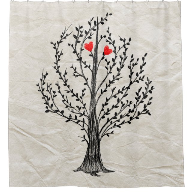 Two hearts shower curtain (Front)