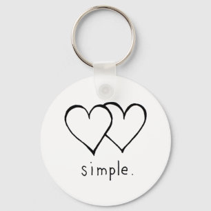 Two Hearts - Simple love - fresh line drawing art Key Ring