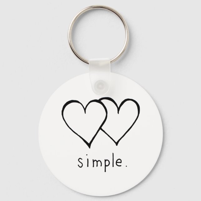 Two Hearts - Simple love - fresh line drawing art Key Ring (Front)