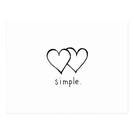 Two Hearts Simple Love Fresh Line Drawing Art Postcard Zazzle Com Au