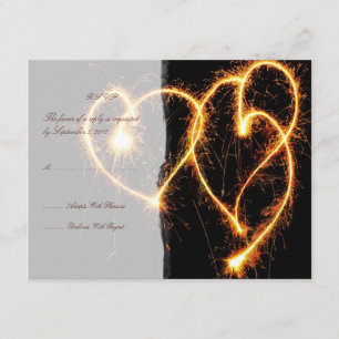 Two Hearts Sparklers Wedding RSVP Card