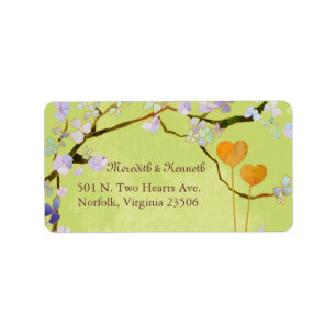 Two Hearts Spring Green Boho Wedding Address Label