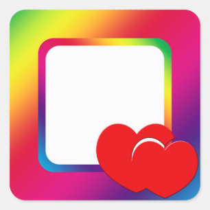 Two hearts square sticker