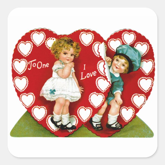 Two Hearts Square Sticker (Front)