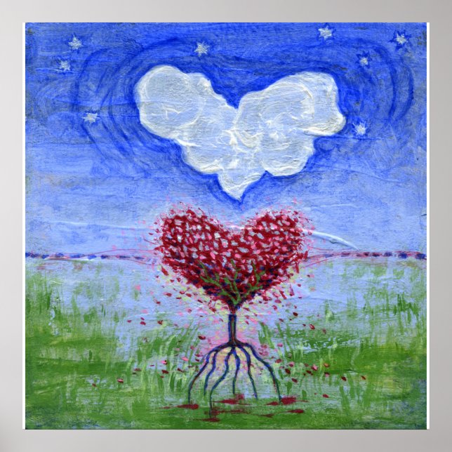 Two Hearts Surrealist Art Poster (Front)