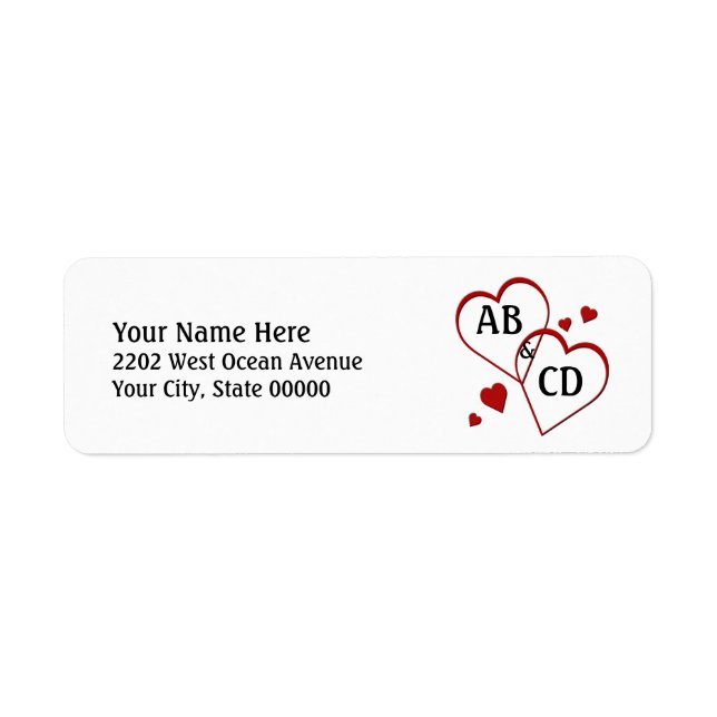 Two Hearts Template Return Address Label (Front)