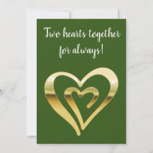 Two hearts together metallic gold green