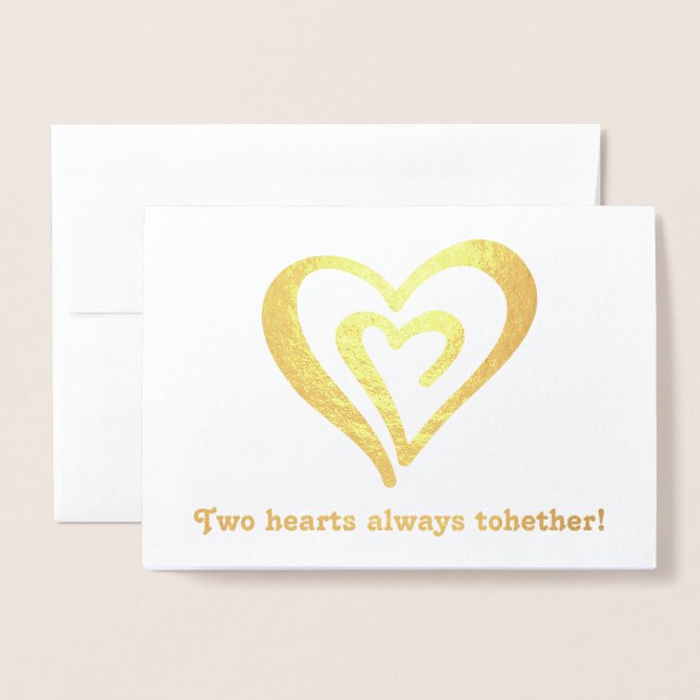 Two hearts together Valentine's Day Foil Card (Front With Envelope)