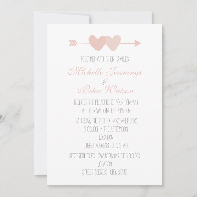 Two Hearts Wedding Invitation (Front)