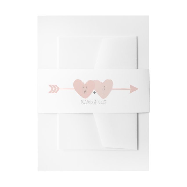 Two Hearts Wedding Invitation Belly Band (Front Example)