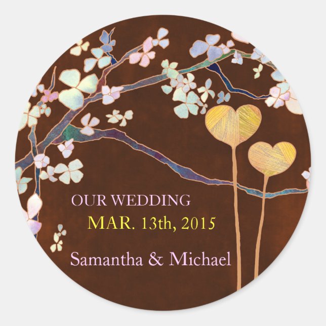 Two Hearts Wedding Invitation Sticker (Front)