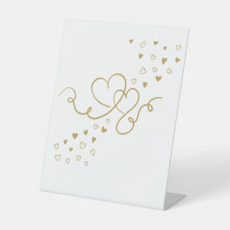 two hearts wedding pedestal sign