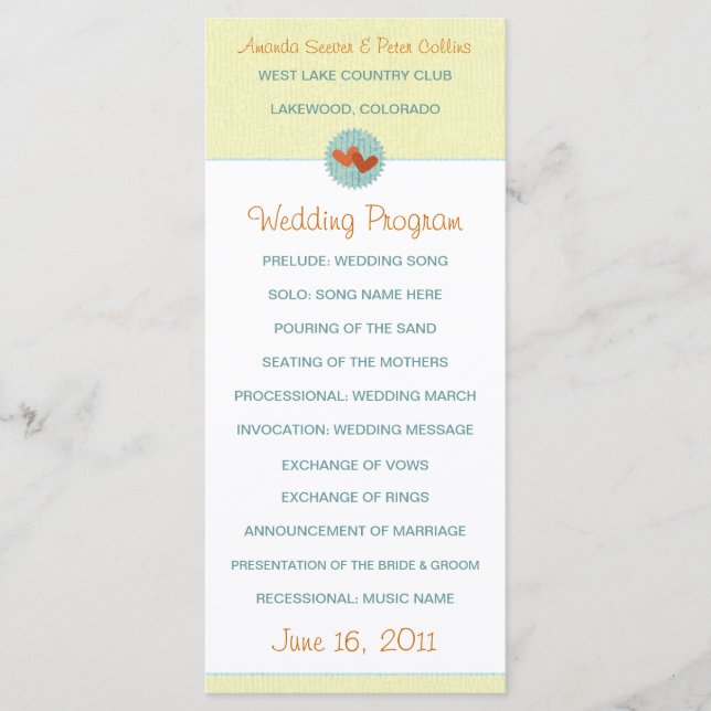 Two Hearts Wedding Programs (Front)
